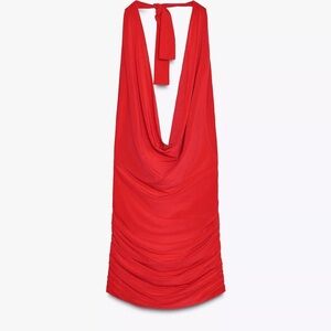 Zara Vibrant Mini Red Backless Dress